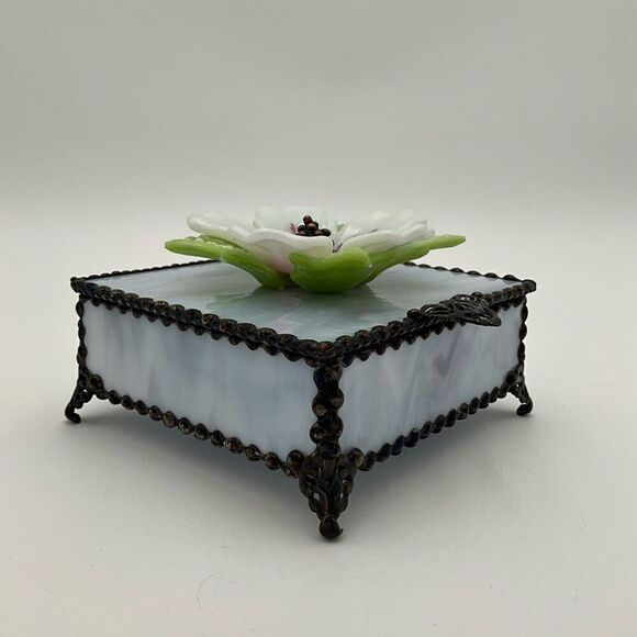 HANDCRAFTED Stained Glass Jewelry Box Keepsake Box - Picture 3 of 5